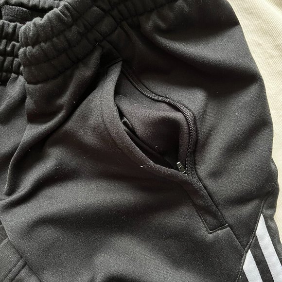 Adidas Men’s Black 3 Strip Polyester Blend Athletic Workout Soccer Pants Sz XXL - Picture 7 of 8